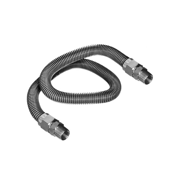 Flextron Gas Line Hose 5/8'' O.D. x 72'' Length 1/2" x 3/4" MIP Fittings, Stainless Steel Flexible Connector FTGC-SS12-72K - main